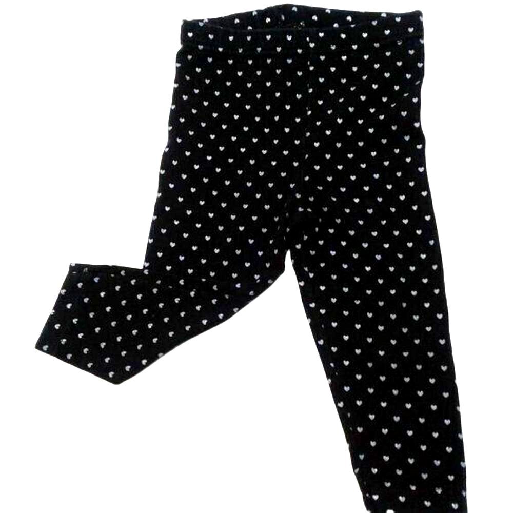 George Toddler Girl Black Leggings with Silver Heart Print Size 18M + Free Tutu